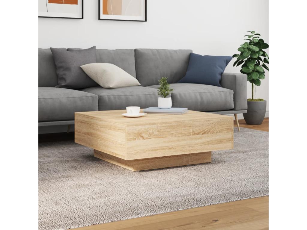 Tavolino da caffè in legno ingegnerizzato marrone, 80 x 80 x 31 cm