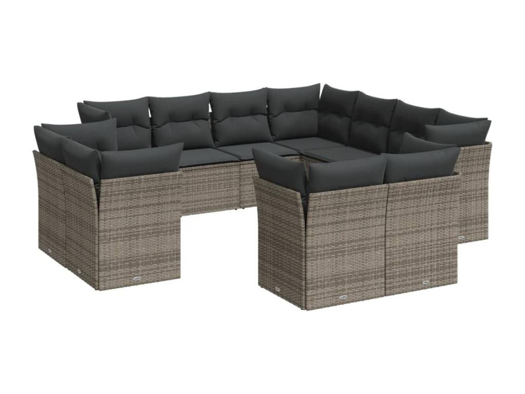 Set di mobili da esterno in vimini intrecciato in resina grigia - dlz1766570664696