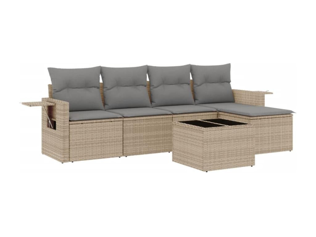 Set di mobili da esterno in vimini intrecciato in resina beige - dlz1766570284793