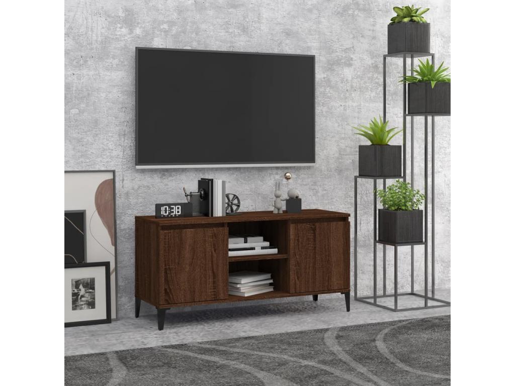 Mobile TV in legno di rovere marrone, 103,5 x 35 x 50 cm