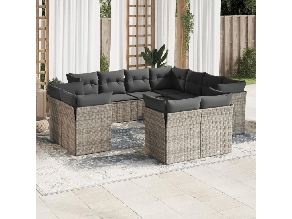 Set di mobili da esterno in vimini intrecciato in resina grigia - dlz1766570664696