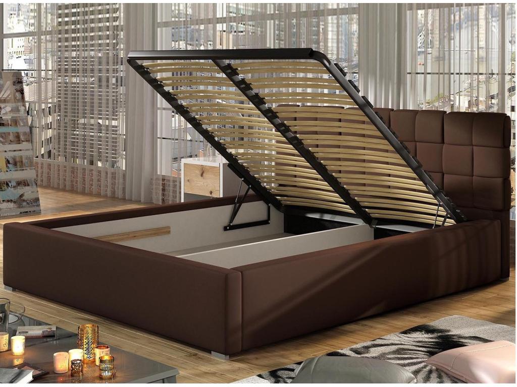 Letto in tessuto grigio, 160 x 200 cm