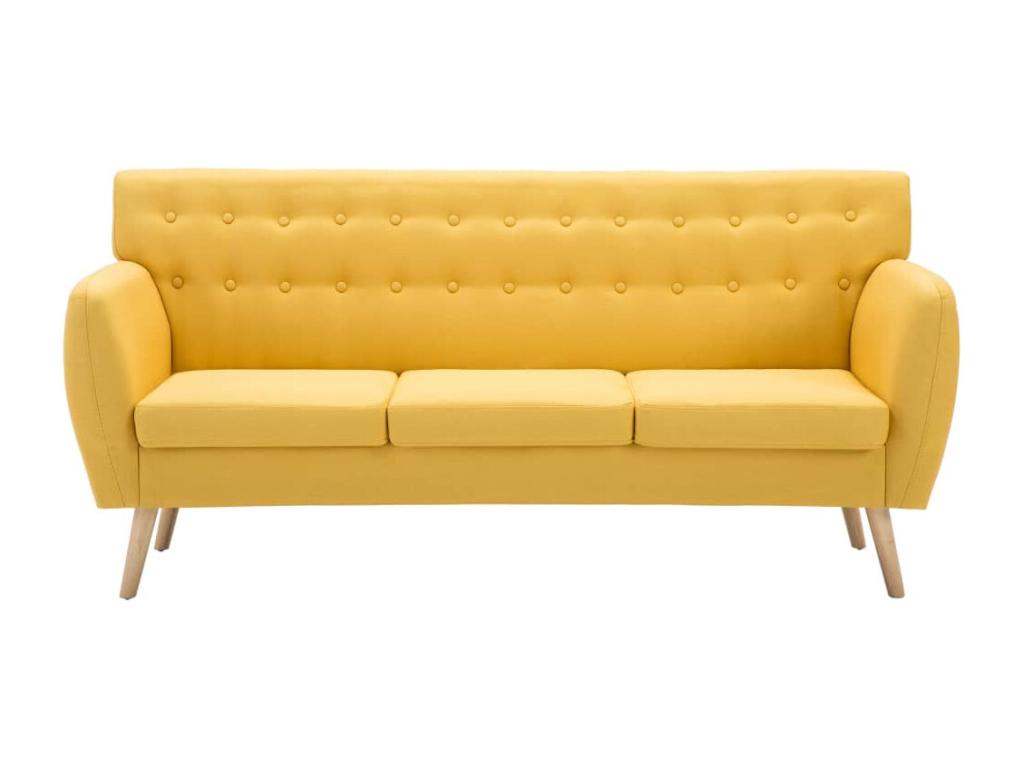 Divano in tessuto giallo, 172 x 70 x 82 cm