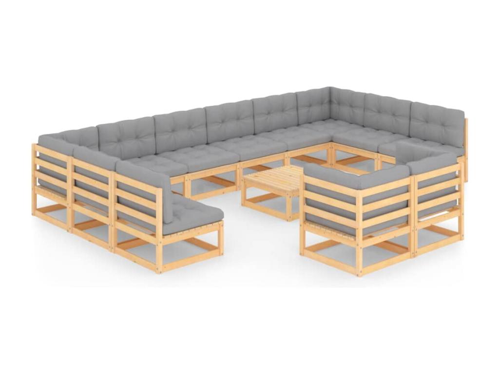 Set di mobili da esterno in legno di pino grigio - dlz1766570637746