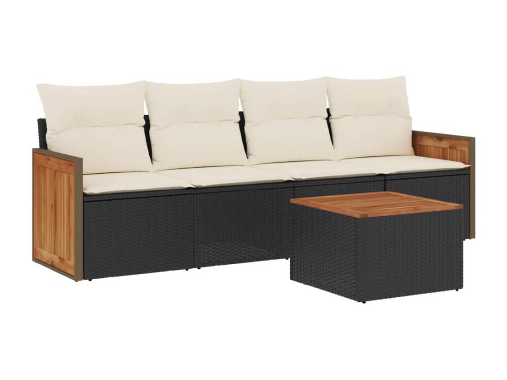 Set di mobili da esterno in vimini intrecciato in resina nera