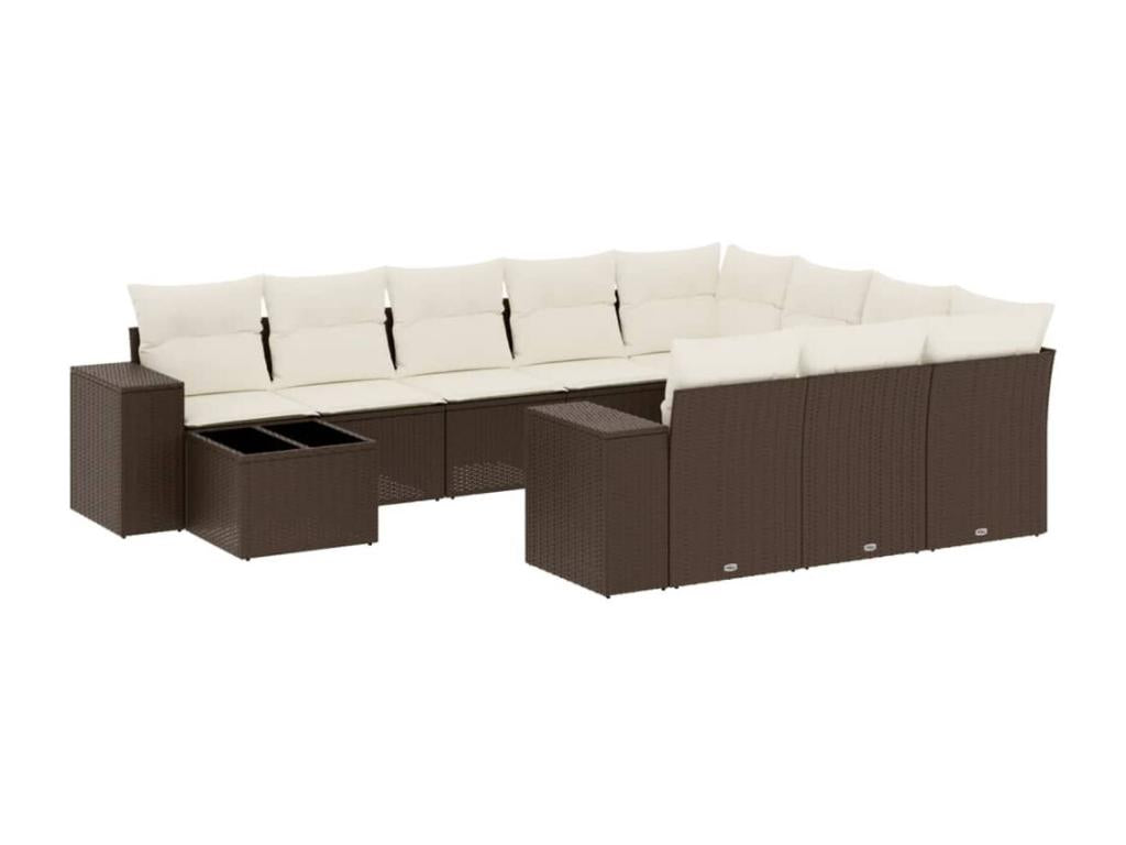 Set di mobili da esterno in vimini intrecciato in resina marrone