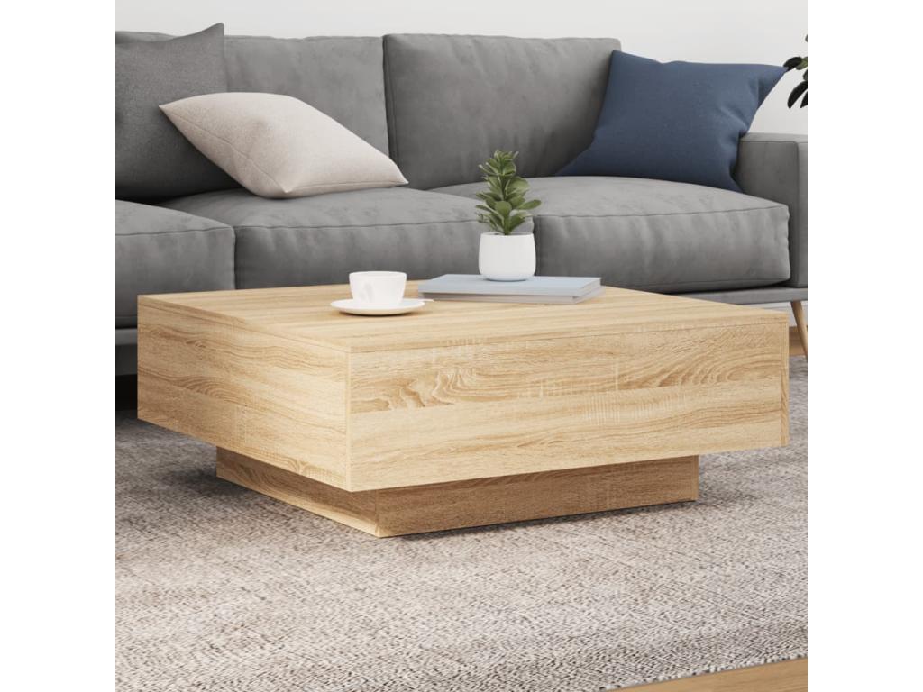 Tavolino da caffè in legno ingegnerizzato marrone, 80 x 80 x 31 cm