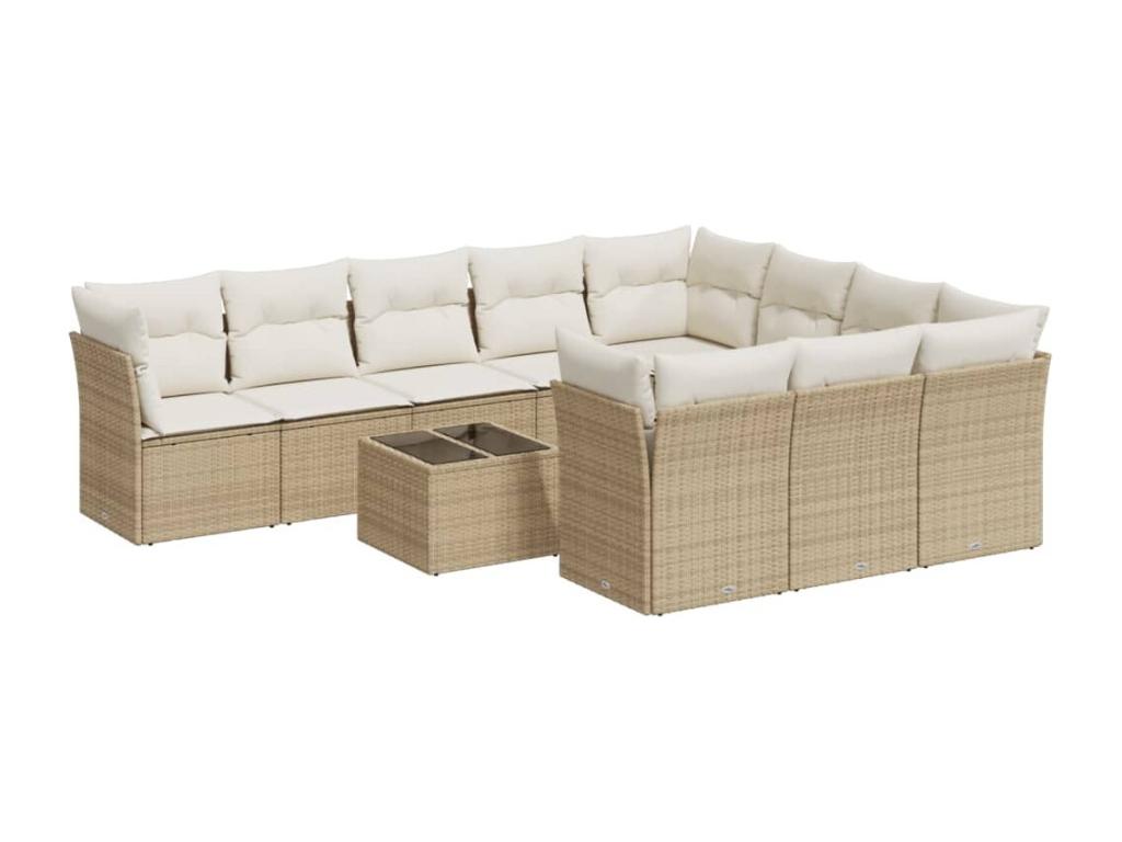 Set di mobili da esterno in vimini intrecciato in resina beige - dlz1766570915010