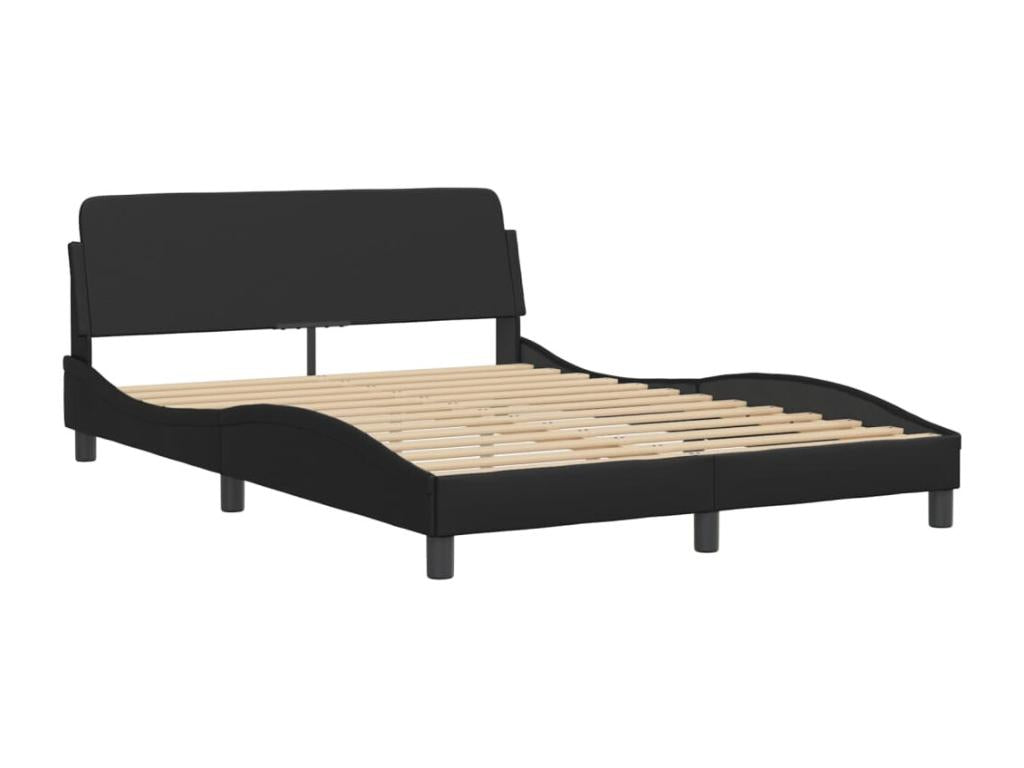 Struttura letto in similpelle nera, 140 x 200 cm