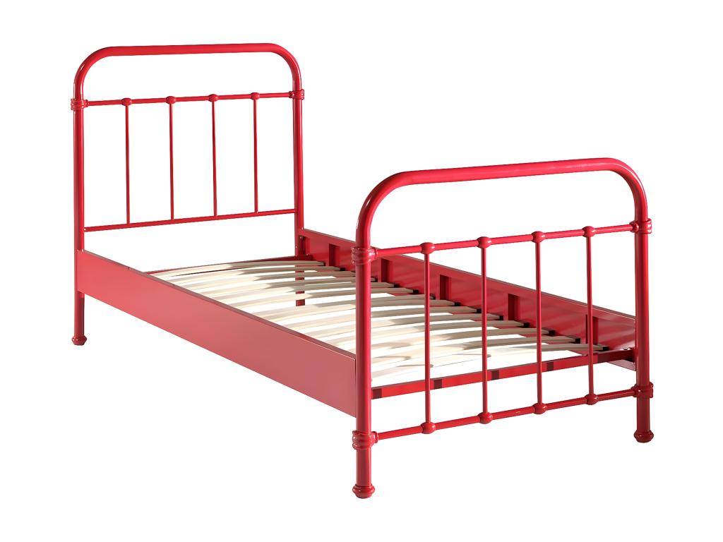 Letto in metallo rosso, 90 x 200 cm