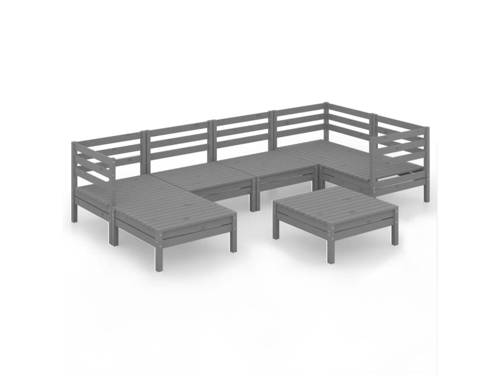 Set di mobili da esterno in legno di pino grigio