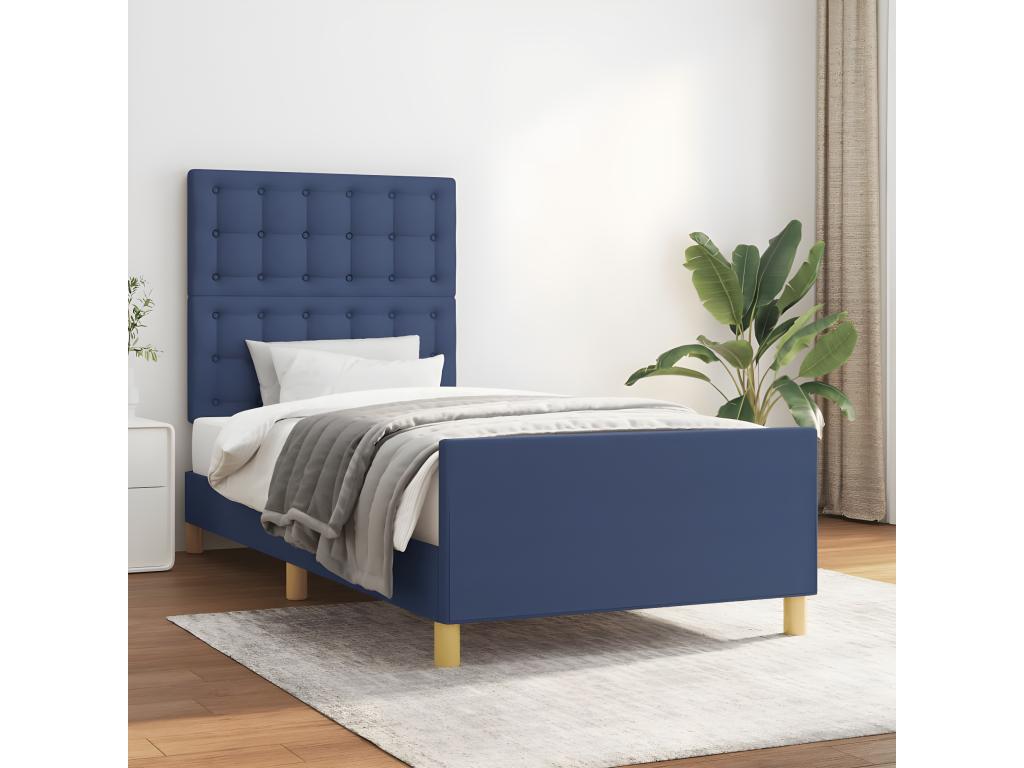 Struttura letto in tessuto blu, 90 x 200 cm